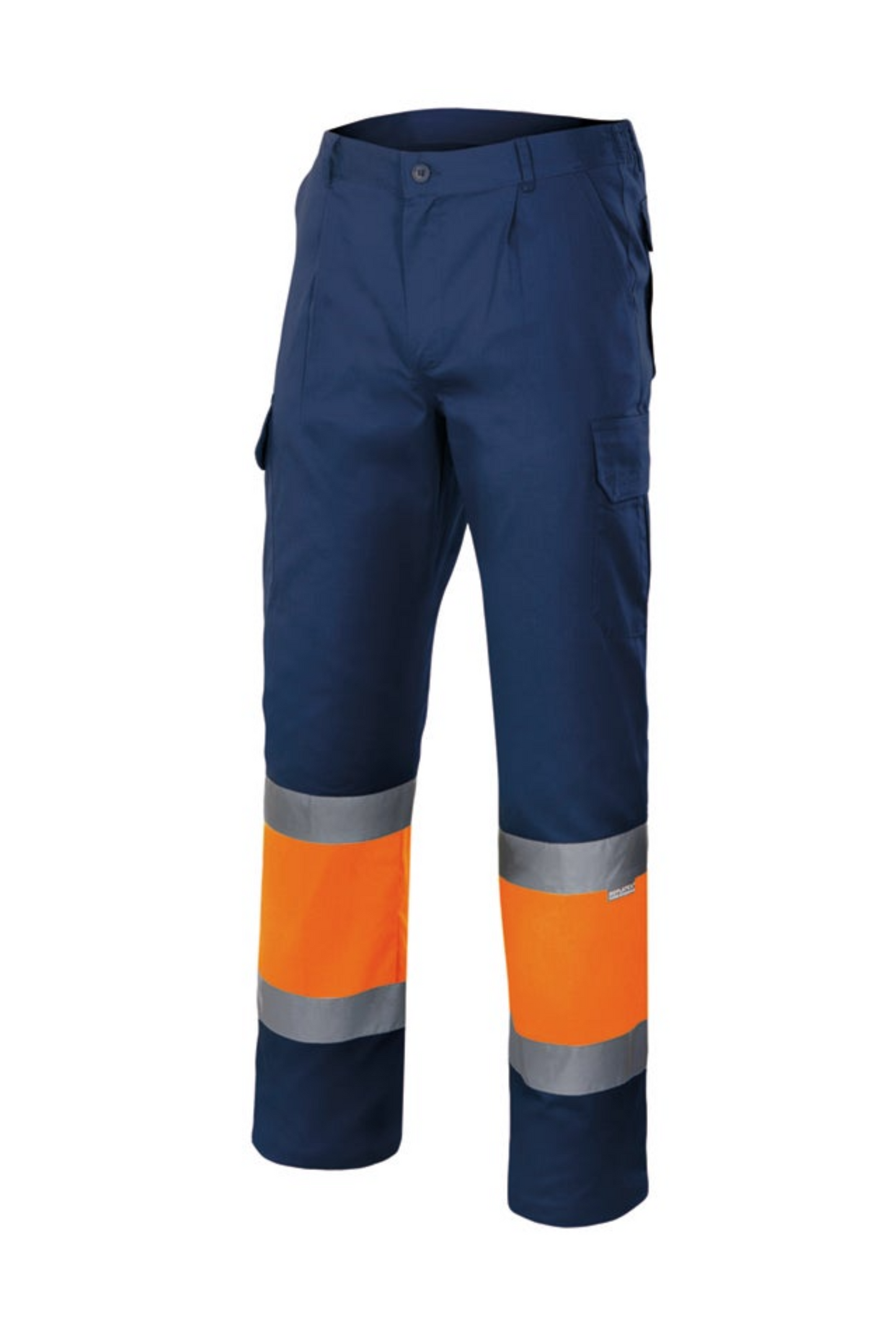 Pantaloni reflectorizanti captusiti tercot 200g bleumarin/portocaliu V156