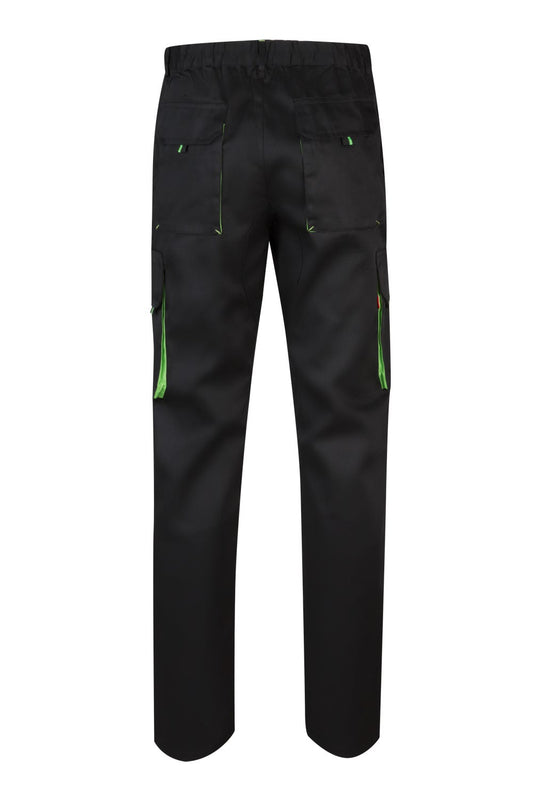 Pantaloni tercot 200g negru/verde lime V103004