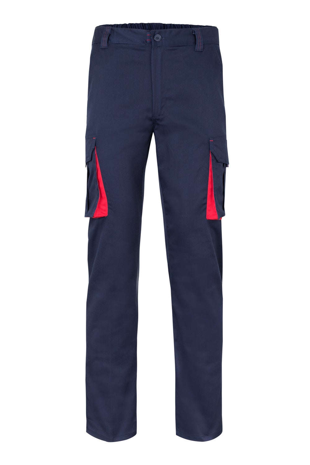 Pantaloni stretch 240g albastru marin/rosu V103024S