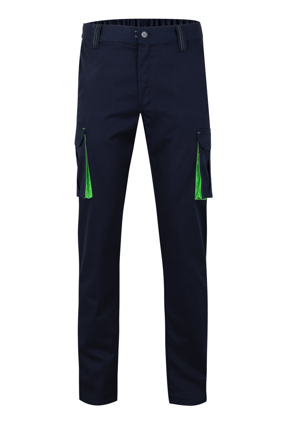 Pantaloni stretch 240g albastru marin/verde lime V103024S