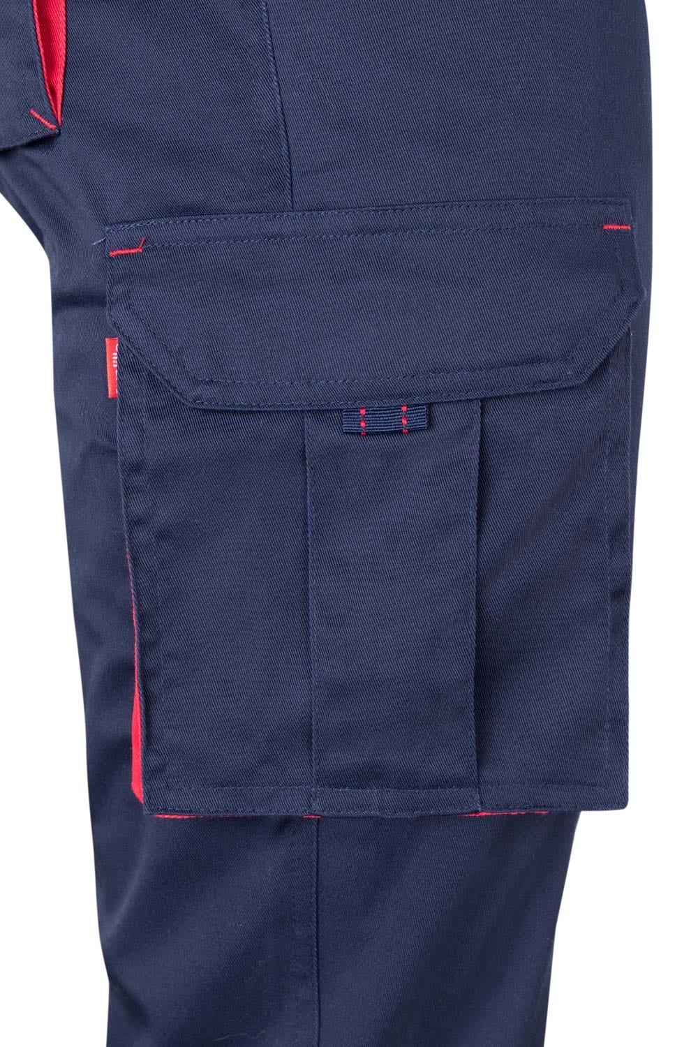 Pantaloni stretch 240g albastru marin/rosu V103024S