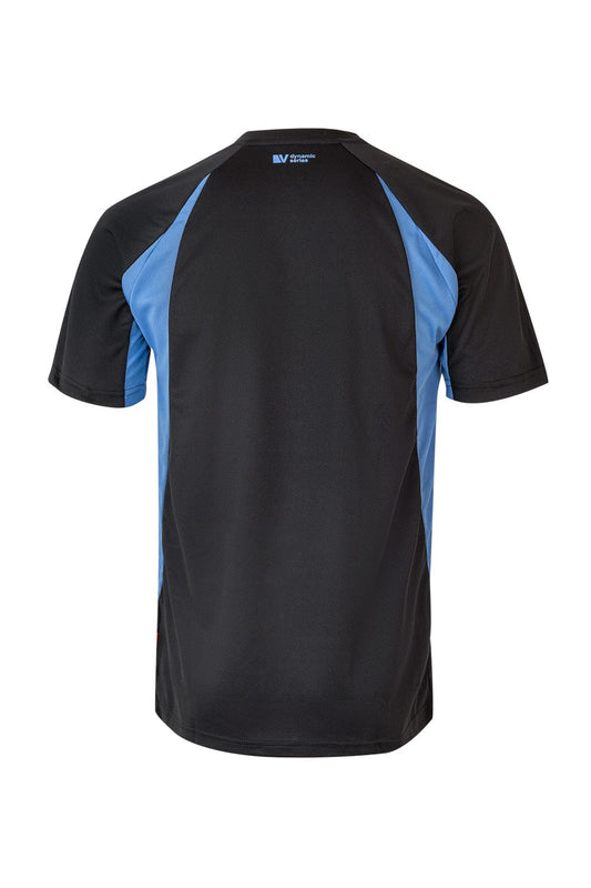 Tricou poliester 160g negru/albastru celest V105501