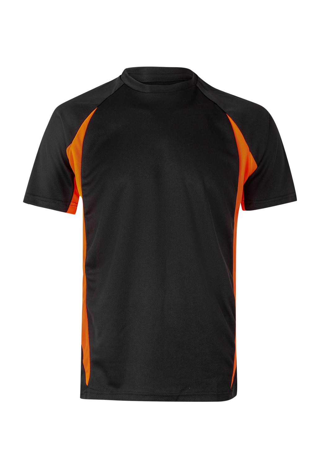 Tricou poliester 160g negru/portocaliu fluo V105501