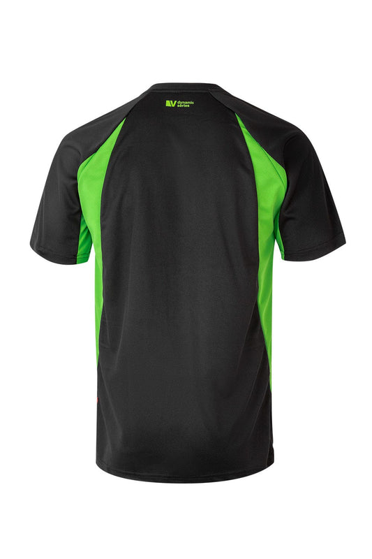Tricou poliester 160g negru/verde lime V105501