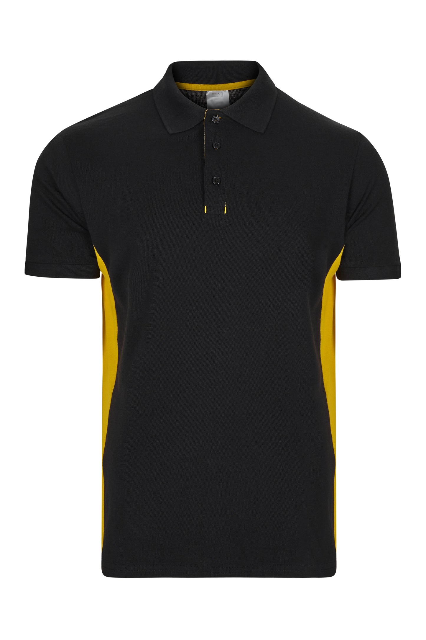 Tricou polo maneca scurta bumbac 180g negru/galben V105504