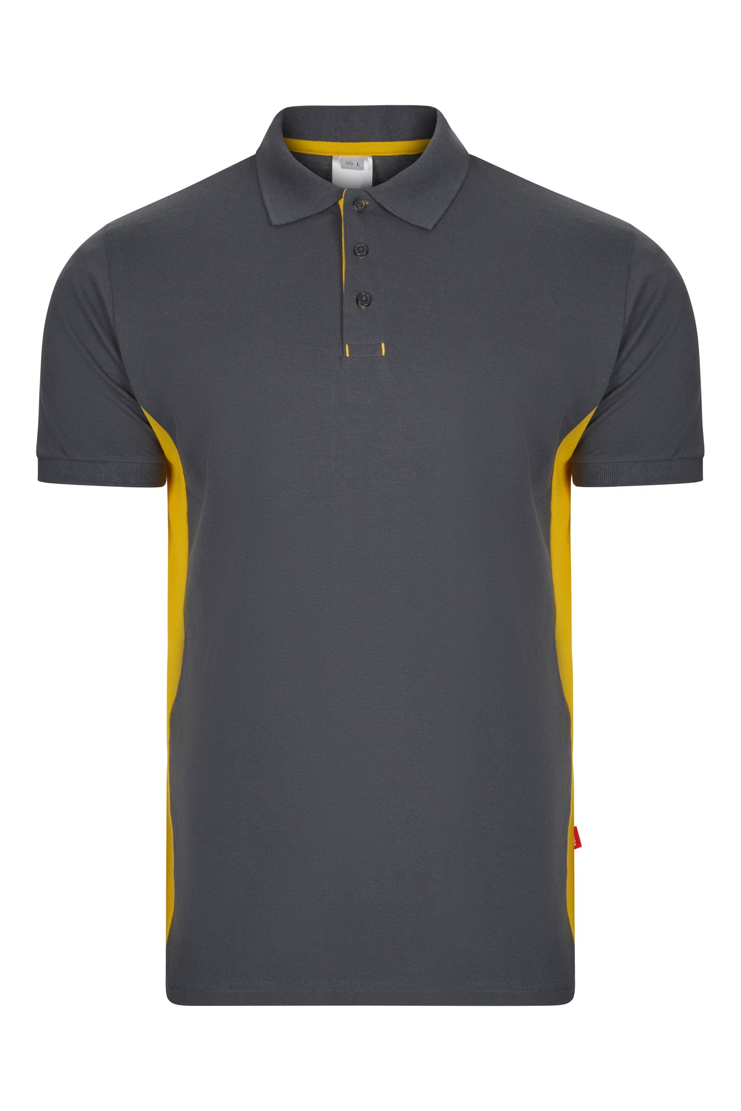 Tricou polo maneca scurta bumbac 180g gri/galben V105504