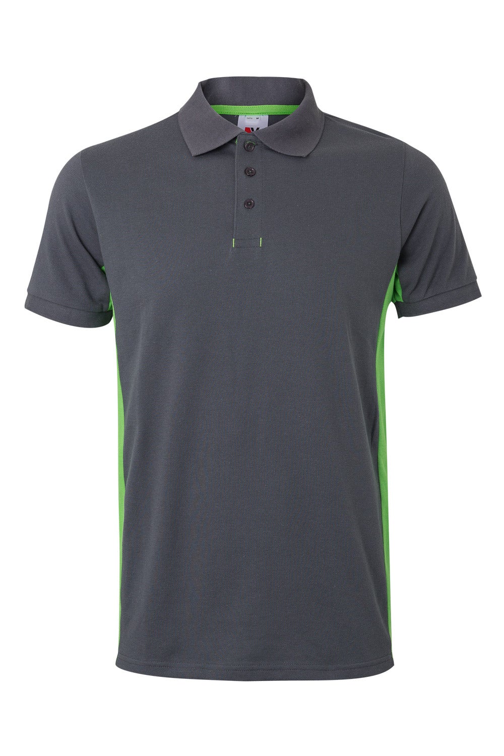 Tricou polo maneca scurta bumbac 180g gri/verde lime V105504