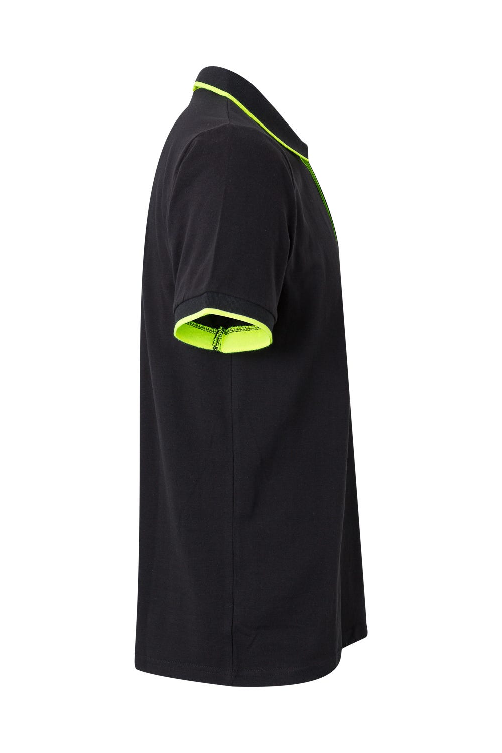 Tricou polo maneca scurta bumbac 180g negru/galben fluo V105505