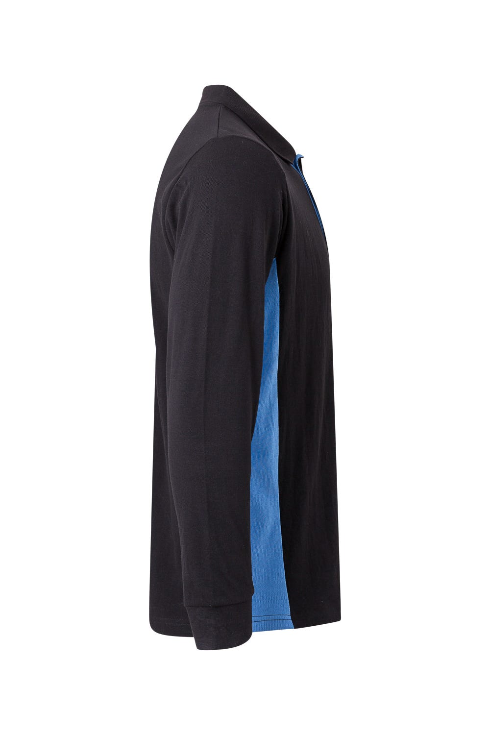 Tricou polo maneca lunga bumbac 180g negru/albastru celest V105514