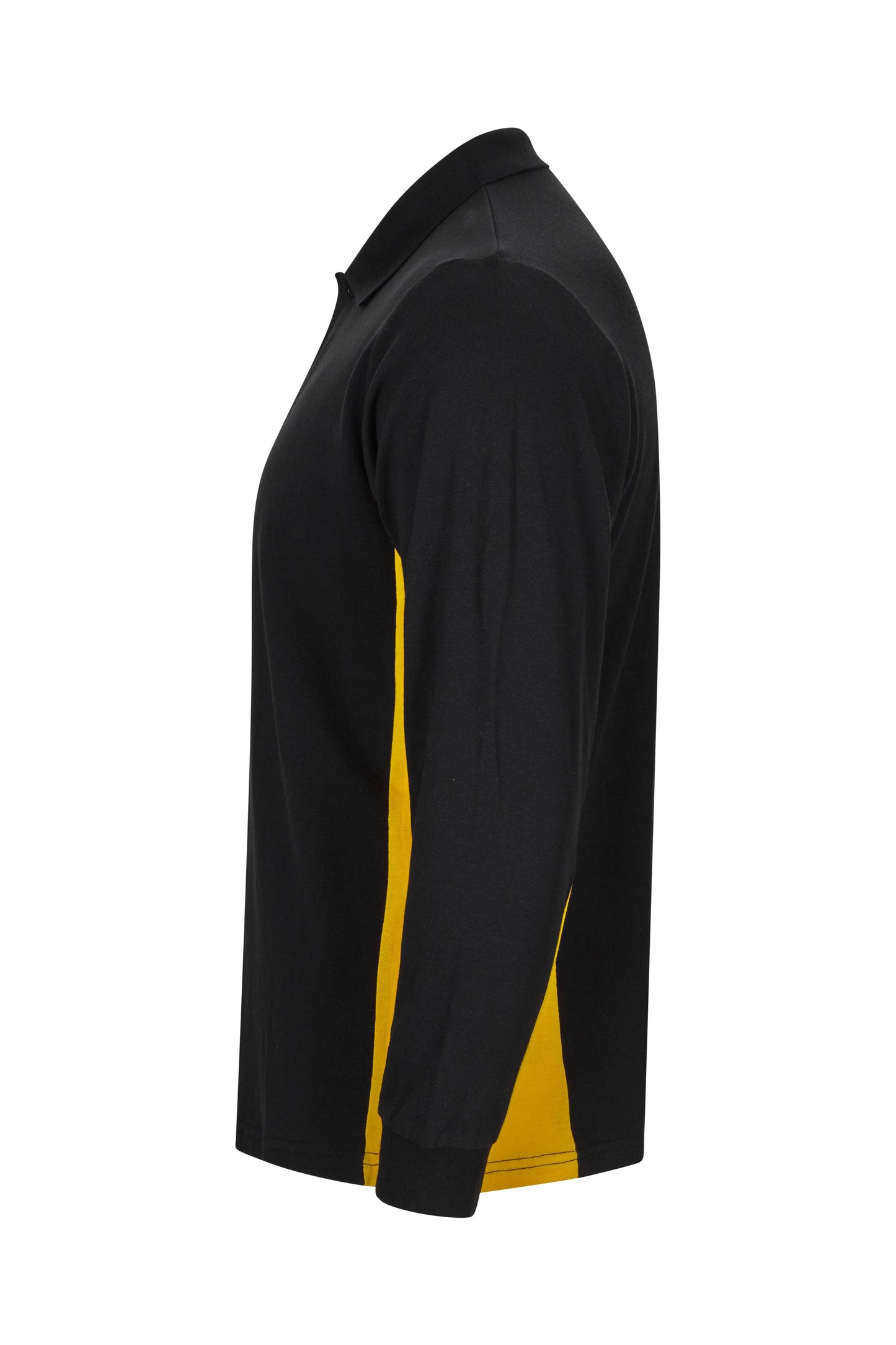 Tricou polo maneca lunga bumbac 180g negru/galben V105514