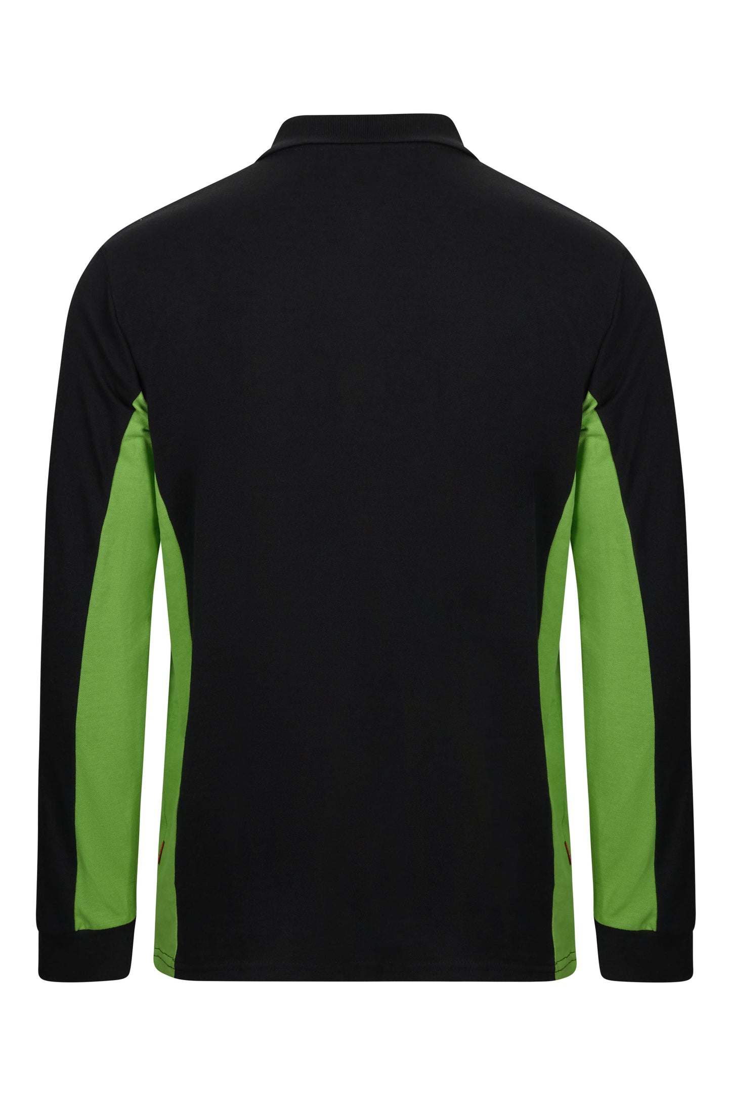 Tricou polo maneca lunga bumbac 180g negru/verde lime V105514