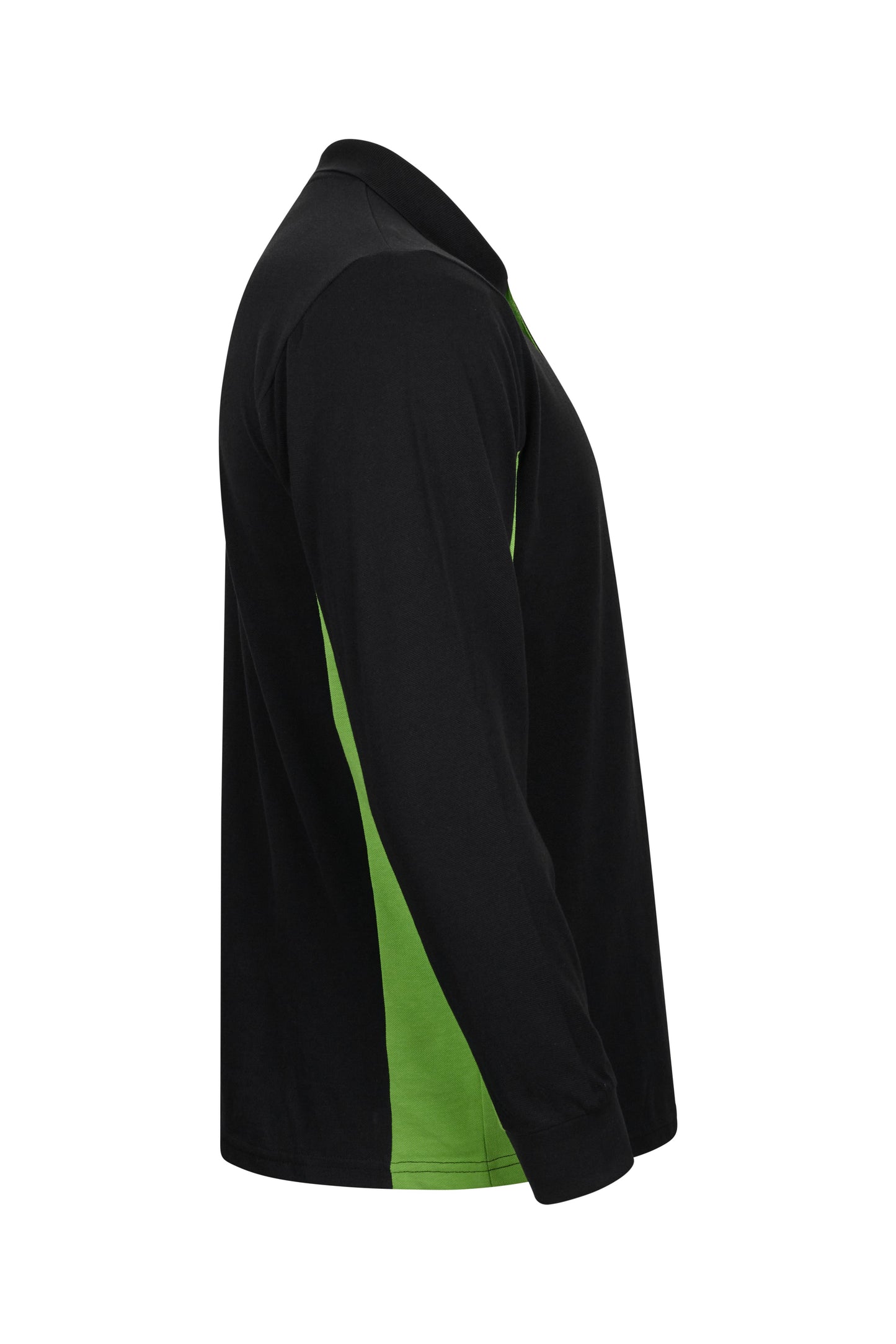 Tricou polo maneca lunga bumbac 180g negru/verde lime V105514