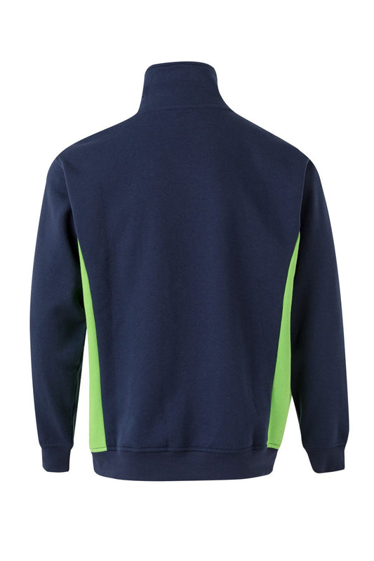 Pulover plush 260g fermoar albastru marin/verde lime V105704