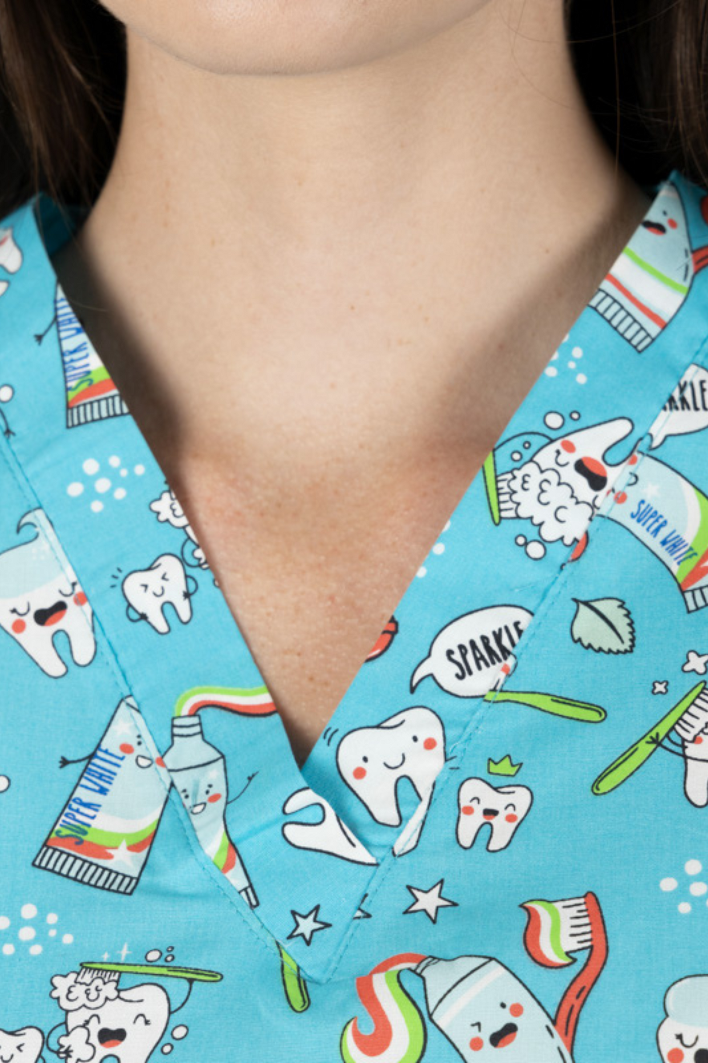 Bluza medicala unisex turcoaz denta bumbac-elastan 140g Bambina