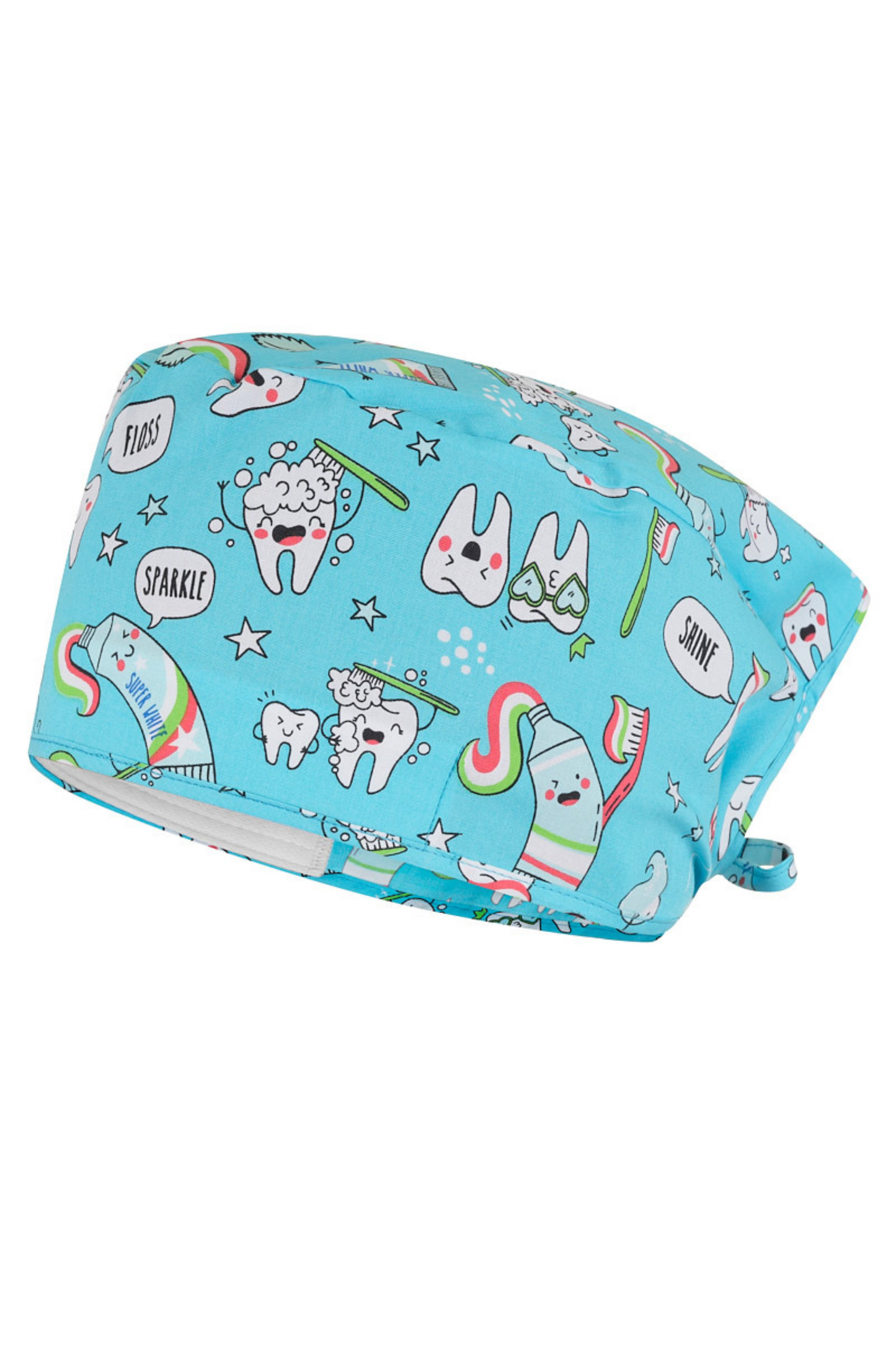 Bandana medicala stretch tercot 140g albastru dinti dama