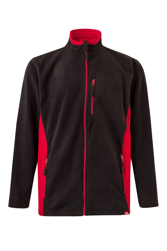 Jacheta fleece microfibra 220g negru/rosu V201504