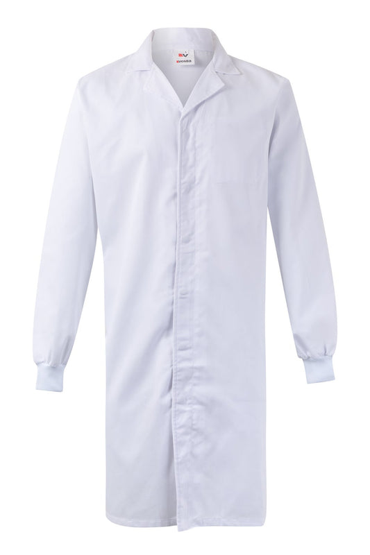 Halat lung tercot capse cu mansete elastice alb V259001