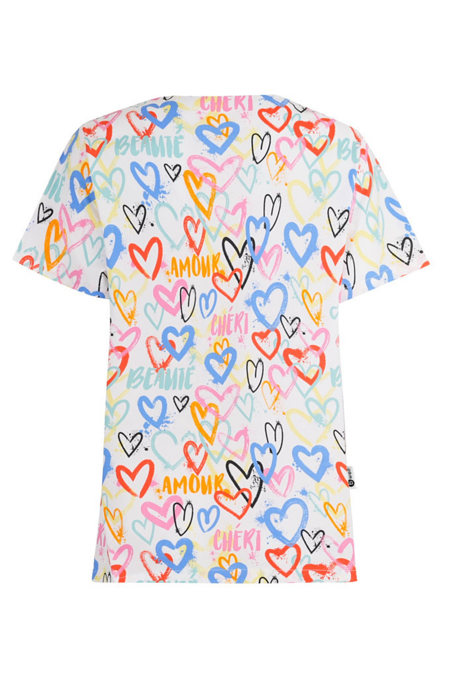 Bluza medicala dama alba inimi bumbac-elastan 140g Bambina