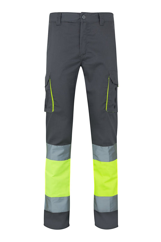 Pantaloni reflectorizanti stretch 240g gri/galben V303002S