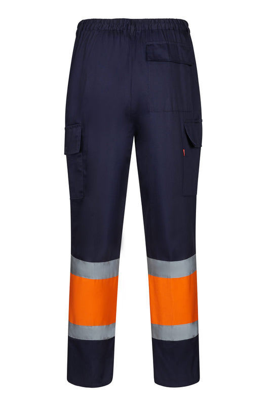 Pantaloni reflectorizanti tercot 190g bleumarin/portocaliu V303003