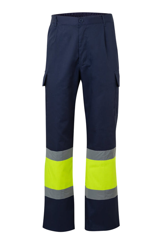 Pantaloni reflectorizanti tercot 190g bleumarin/galben V303003