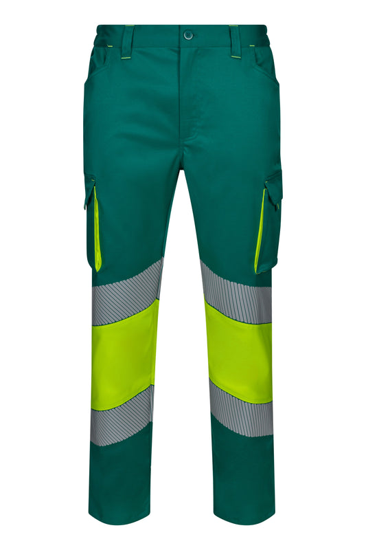 Pantaloni reflectorizanti stretch 250g verde/galben V303008S