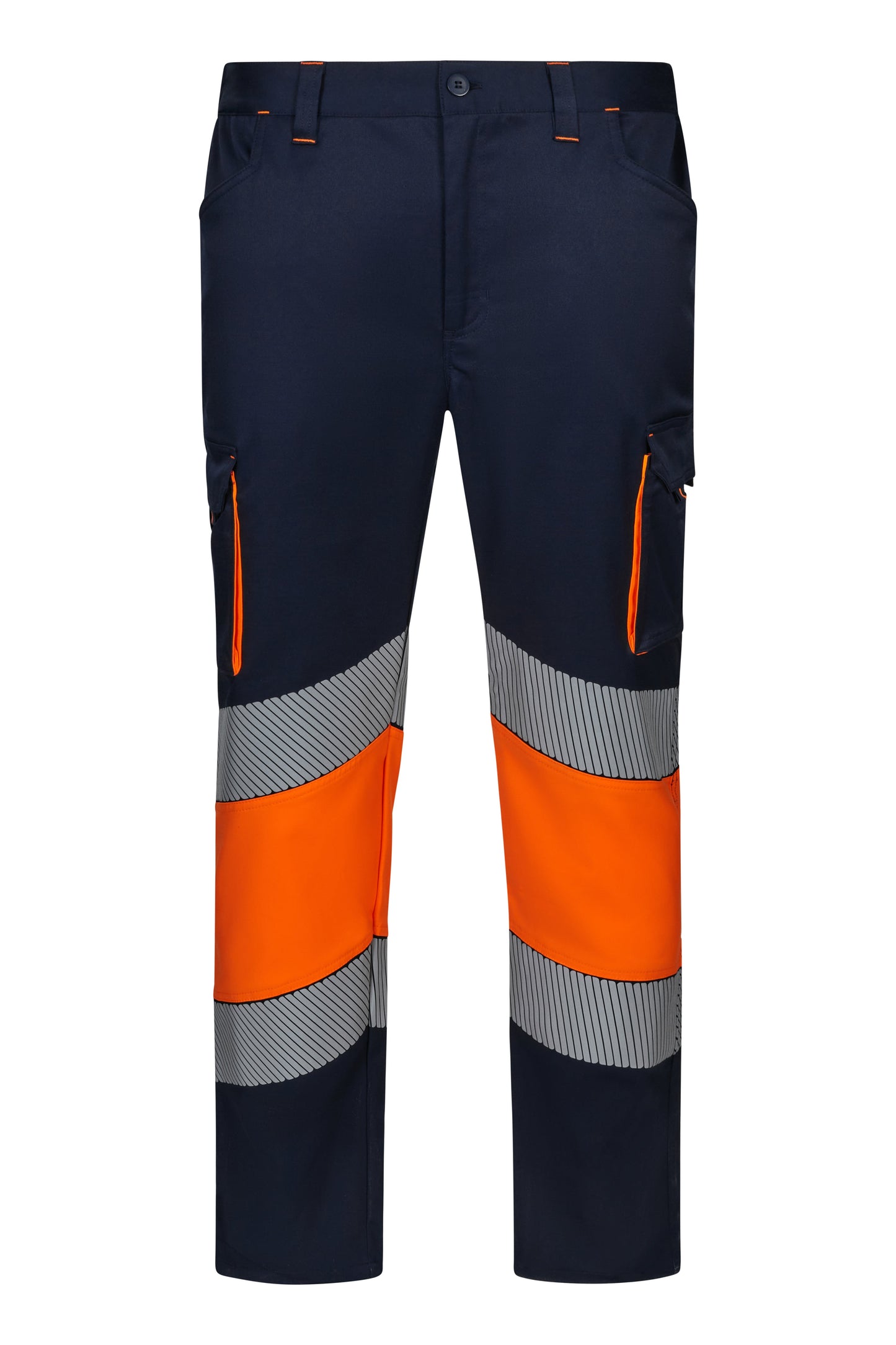 Pantaloni reflectorizanti stretch 250g bleumarin/portocaliu V303008S