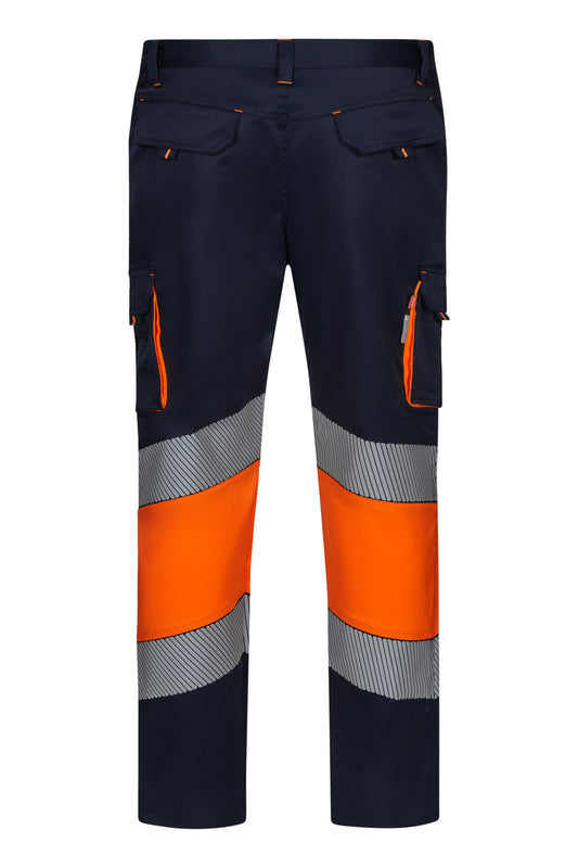 Pantaloni reflectorizanti stretch 250g bleumarin/portocaliu V303008S