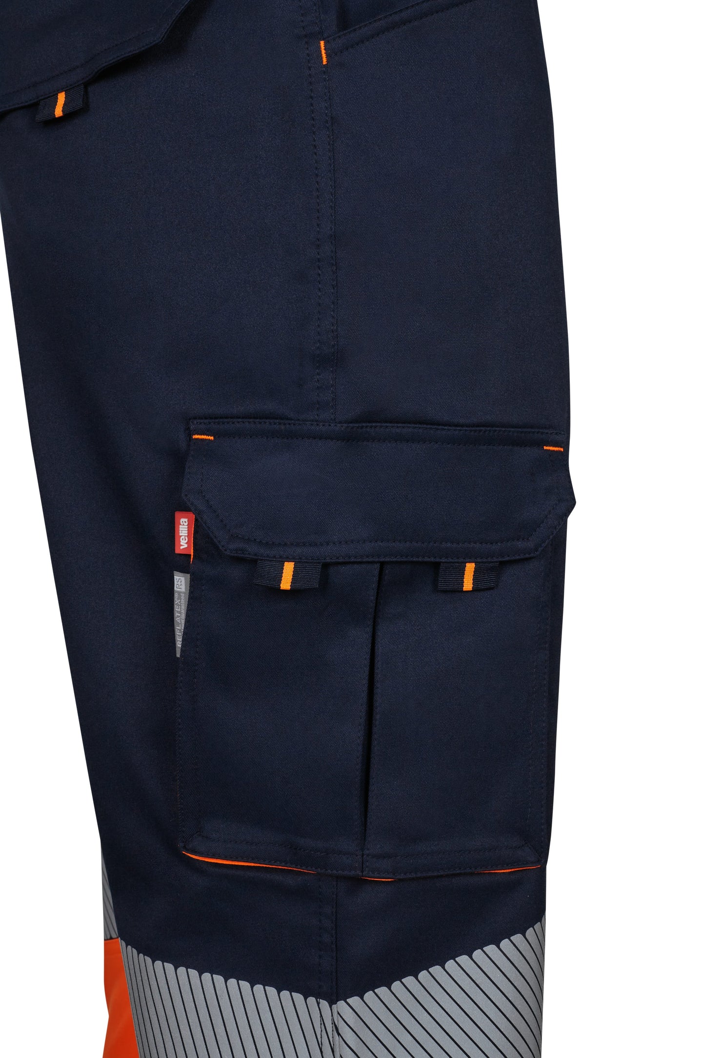 Pantaloni reflectorizanti stretch 250g bleumarin/portocaliu V303008S