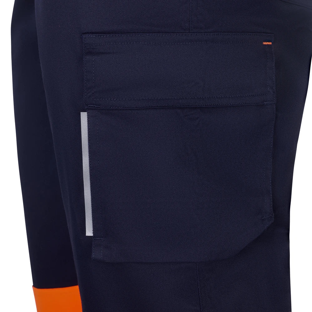 Pantaloni reflectorizanti stretch 260g albastru marin/portocaliu fluo V303032S