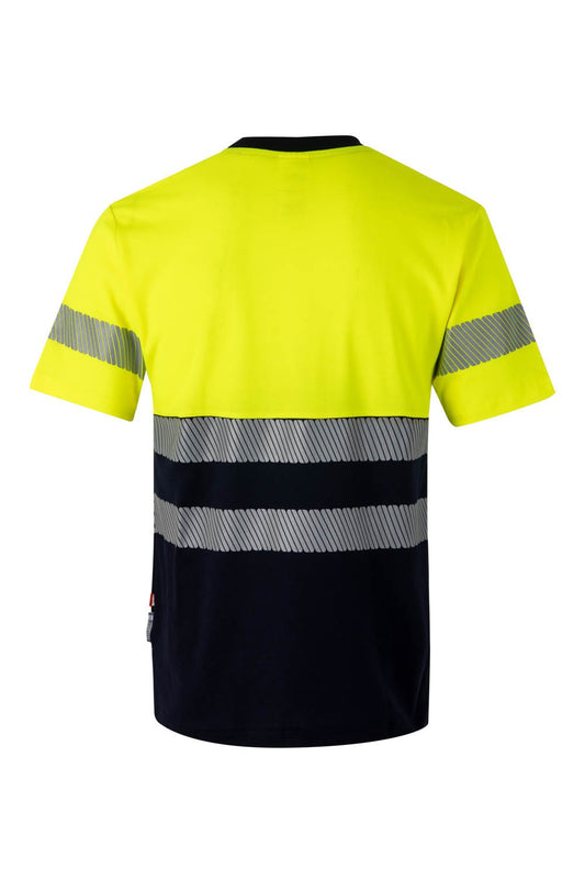 Tricou reflectorizant bumbac 150g bleumarin/galben V305509