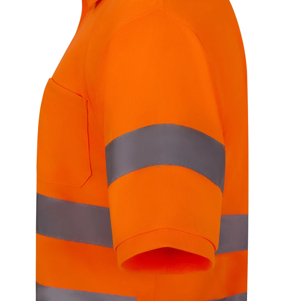 Tricou polo maneca scurta reflectorizant poliester 140g portocaliu fluo V305510