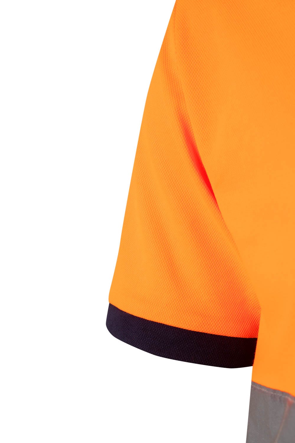 Tricou polo reflectorizant bumbac/poliester 150g maneca scurta bleumarin/portocaliu V305513