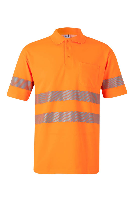 Tricou polo reflectorizant bumbac 150g maneca scurta portocaliu fluo V305522