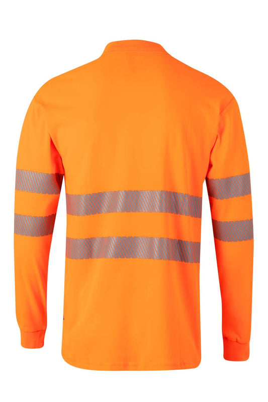 Tricou polo reflectorizant bumbac 150g maneca lunga portocaliu fluo V305524