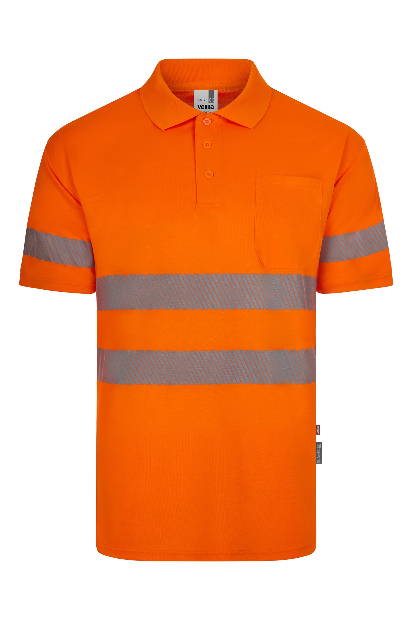 Tricou polo cu benzi reflectorizante segmentate maneca scurta GRS portocaliu hi-vis V305532