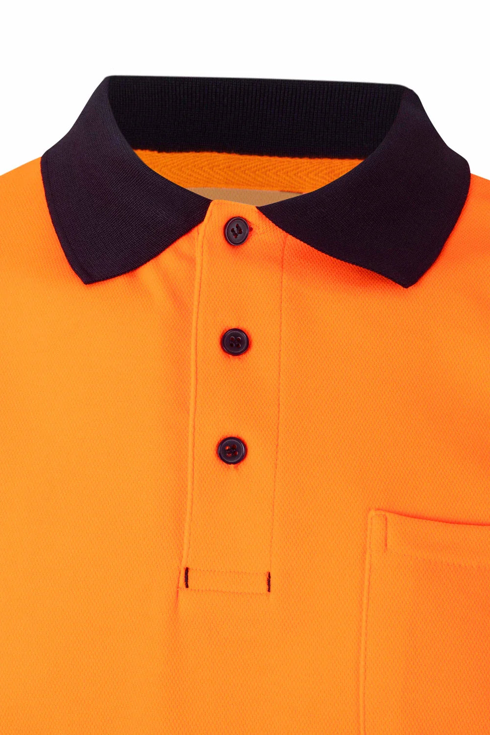 Tricou polo maneca scurta reflectorizant bumbac/poliester 150g albastru marin/portocaliu fluo V305543