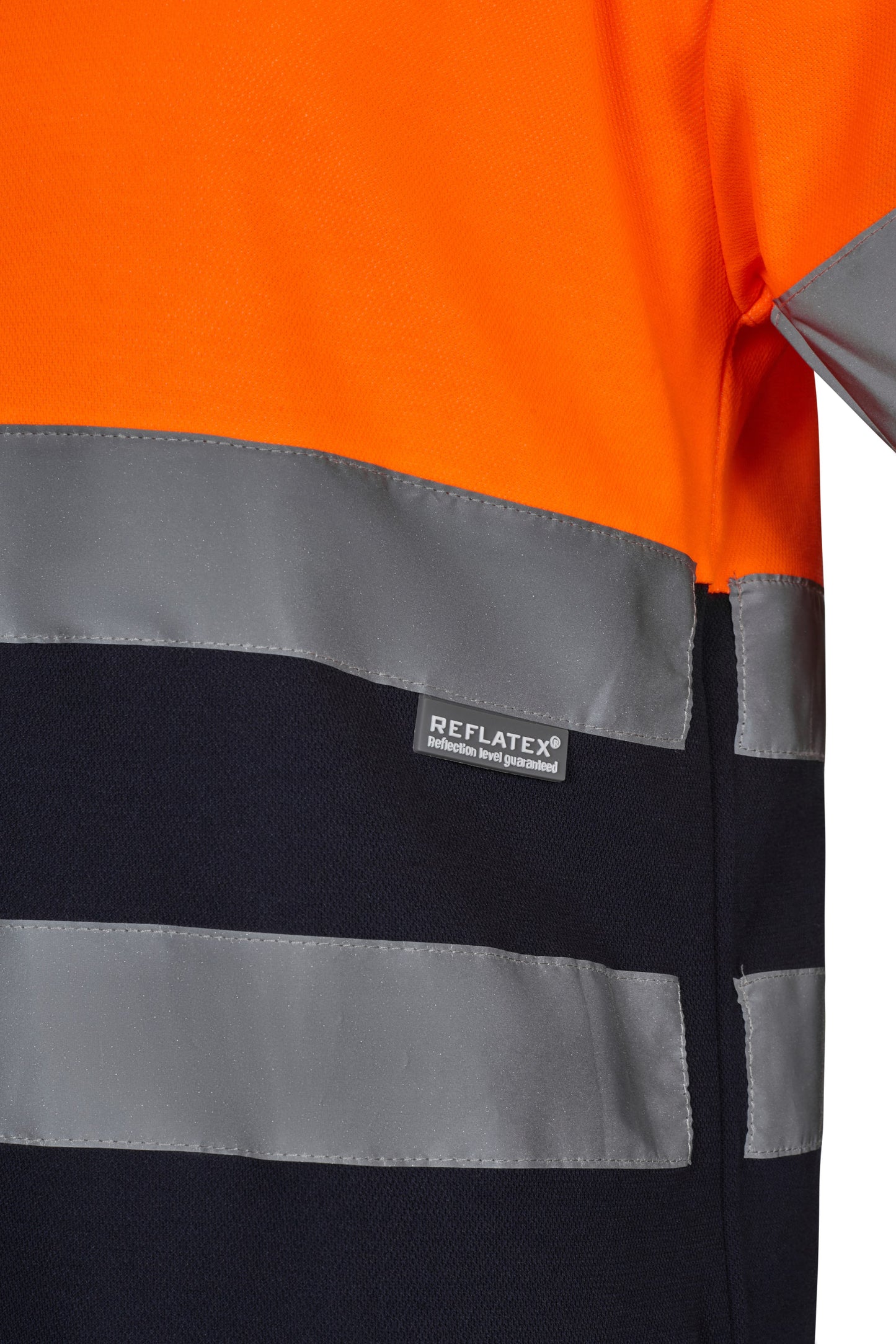 Tricou reflectorizant bumbac/poliester 150g maneca scurta bleumarin/portocaliu V305613