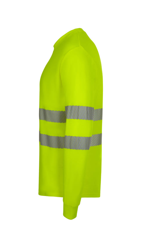 Tricou din bumbac maneca lunga benzi reflectorizante segmentate galben hi-vis V305618