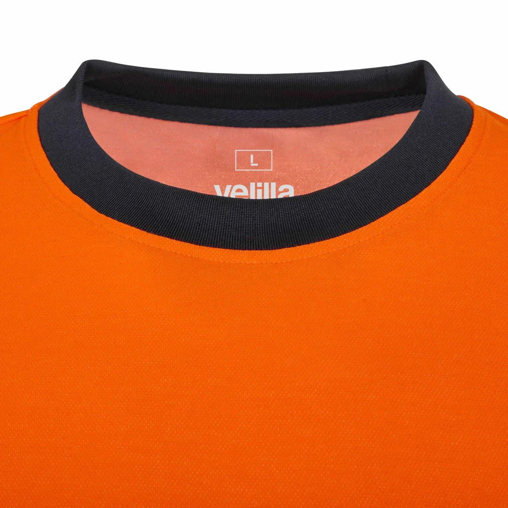 Tricou maneca lunga reflectorizant bumbac/poliester 150g albastru marin/portocaliu fluo V305645
