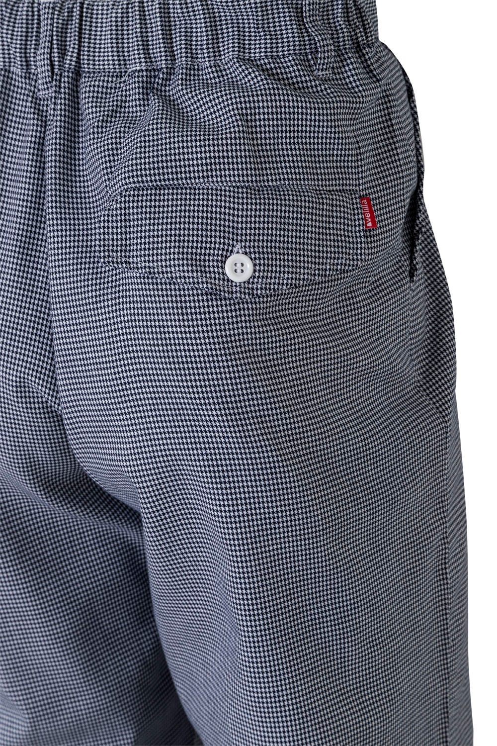 Pantaloni bucatar poplin 140g albastru/alb pepit houndstooth V350