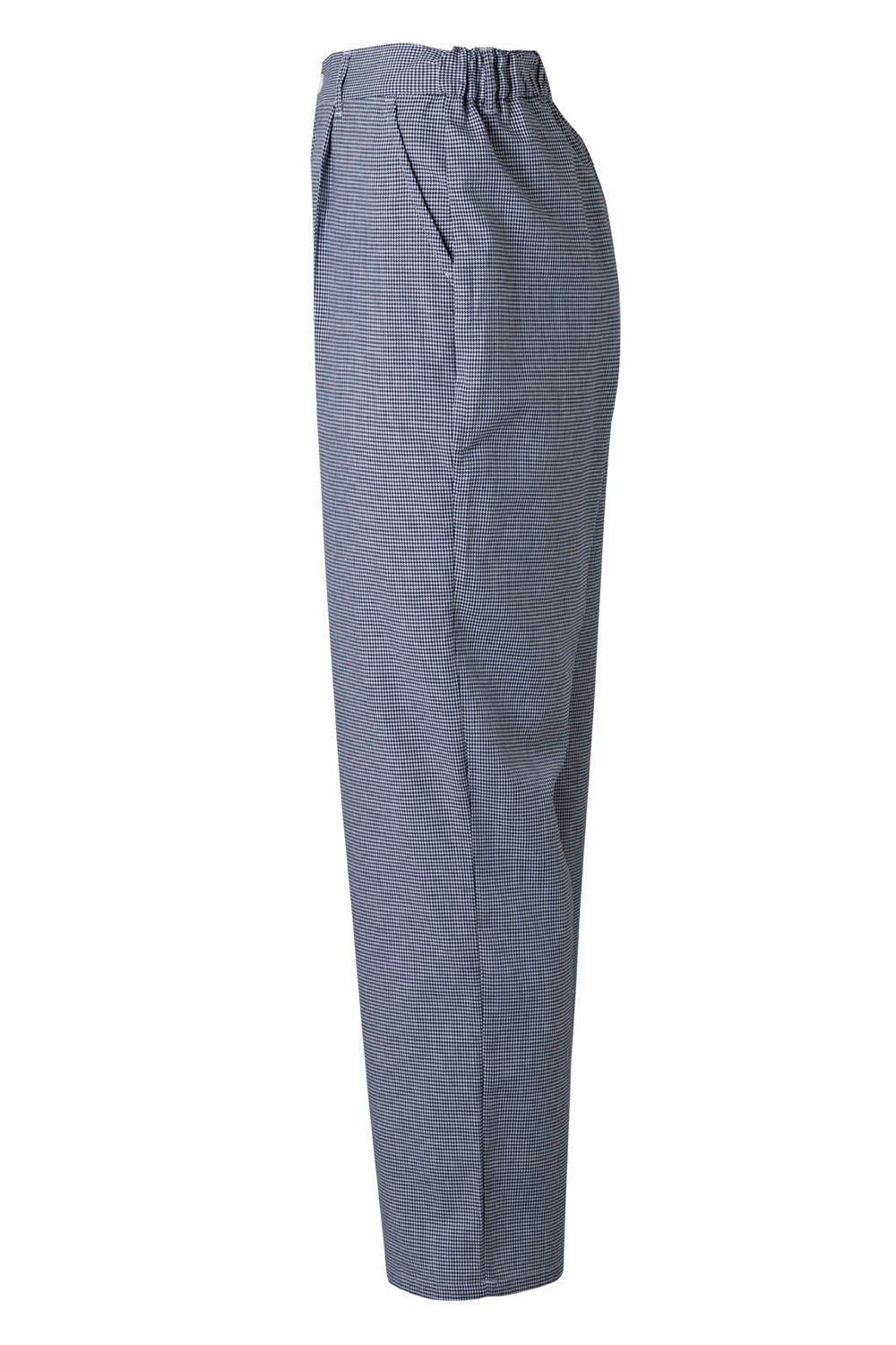 Pantaloni bucatar poplin 140g albastru/alb pepit houndstooth V350