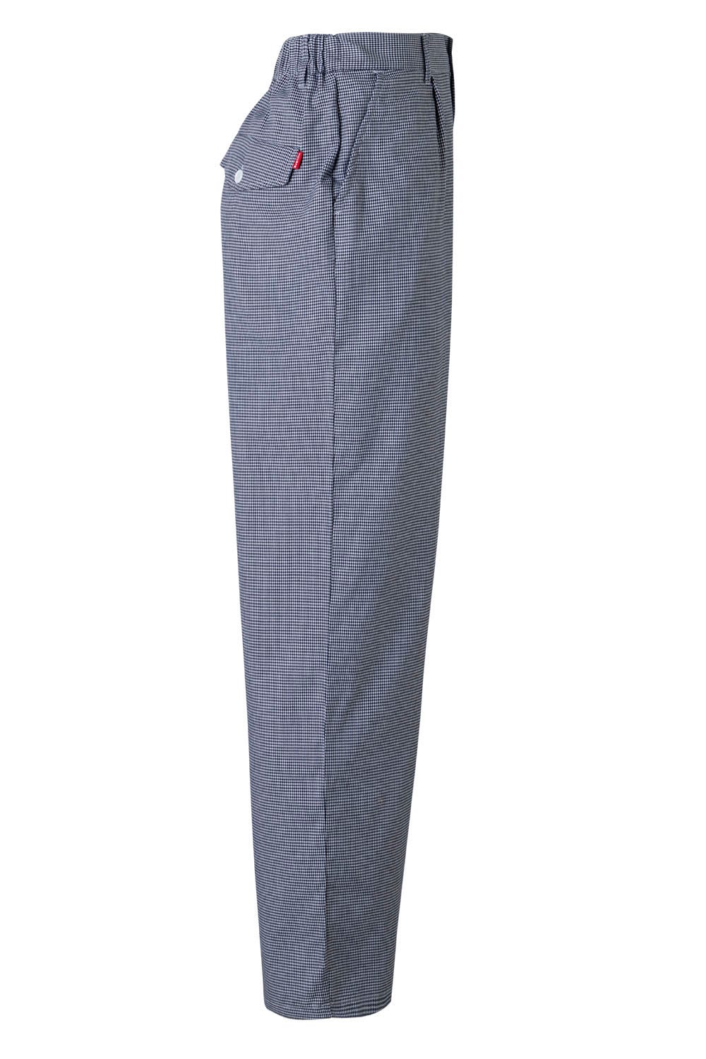 Pantaloni bucatar poplin 140g albastru/alb pepit houndstooth V350