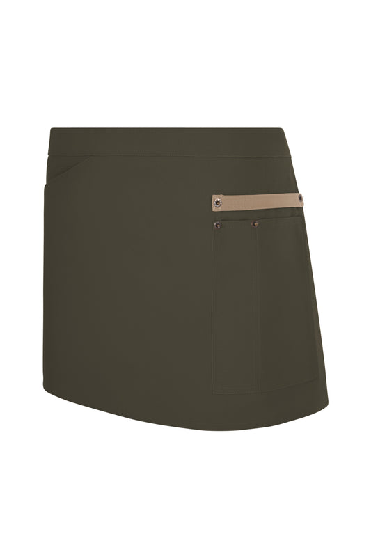 Sort in talie din canvas cu buzunare portionate verde masliniu/bej nisipiu V404221B