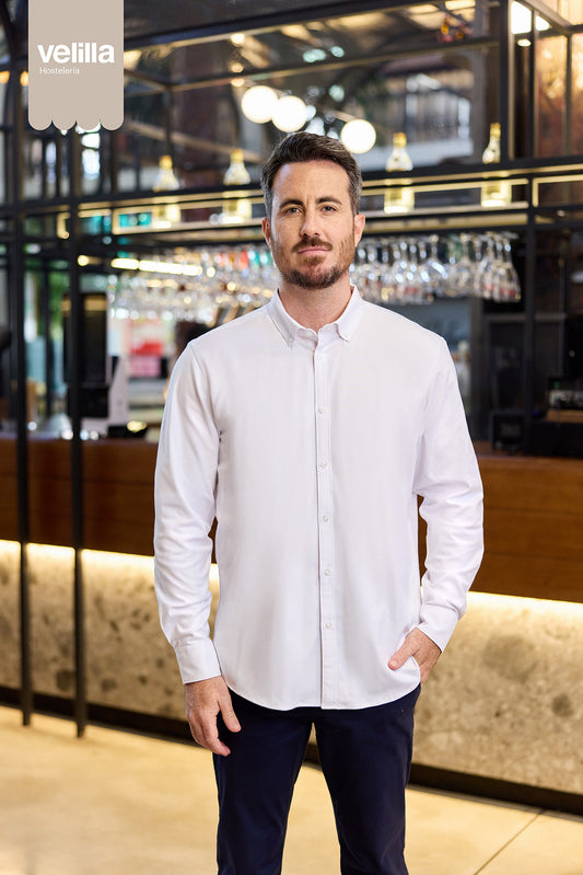 Camasa oxford stretch 180g maneca lunga barbat alb V405004S