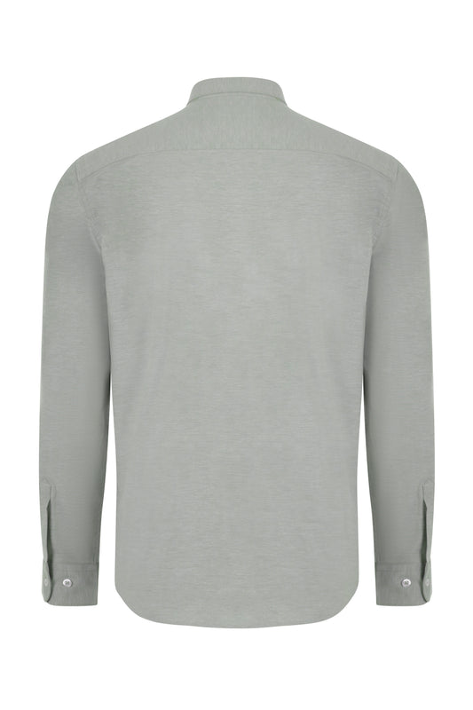 Camasa barbati stretch oxford maneca lunga verde masliniu deschis V405004S