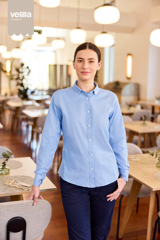 Camasa oxford stretch 180g maneca lunga dama albastru celest V405005S