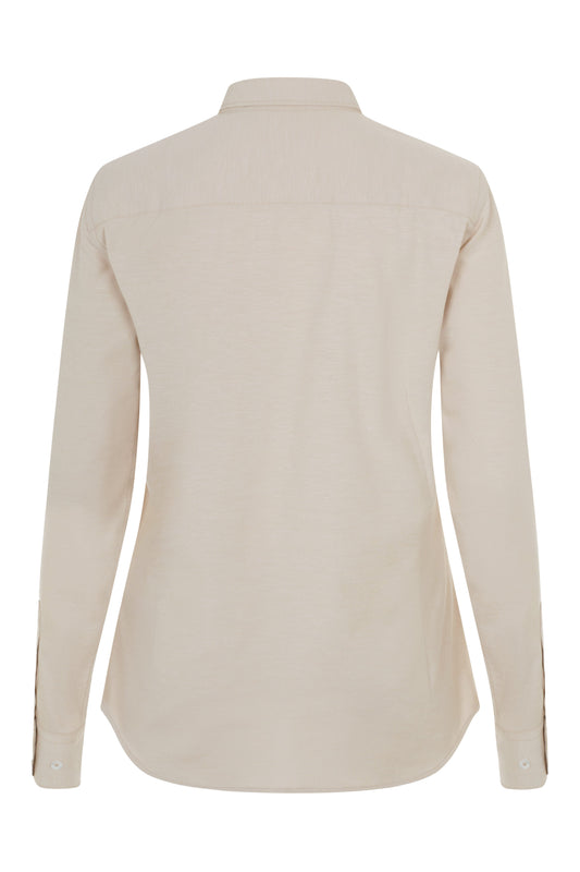 Camasa dama stretch oxford maneca lunga bej deschis V405005S