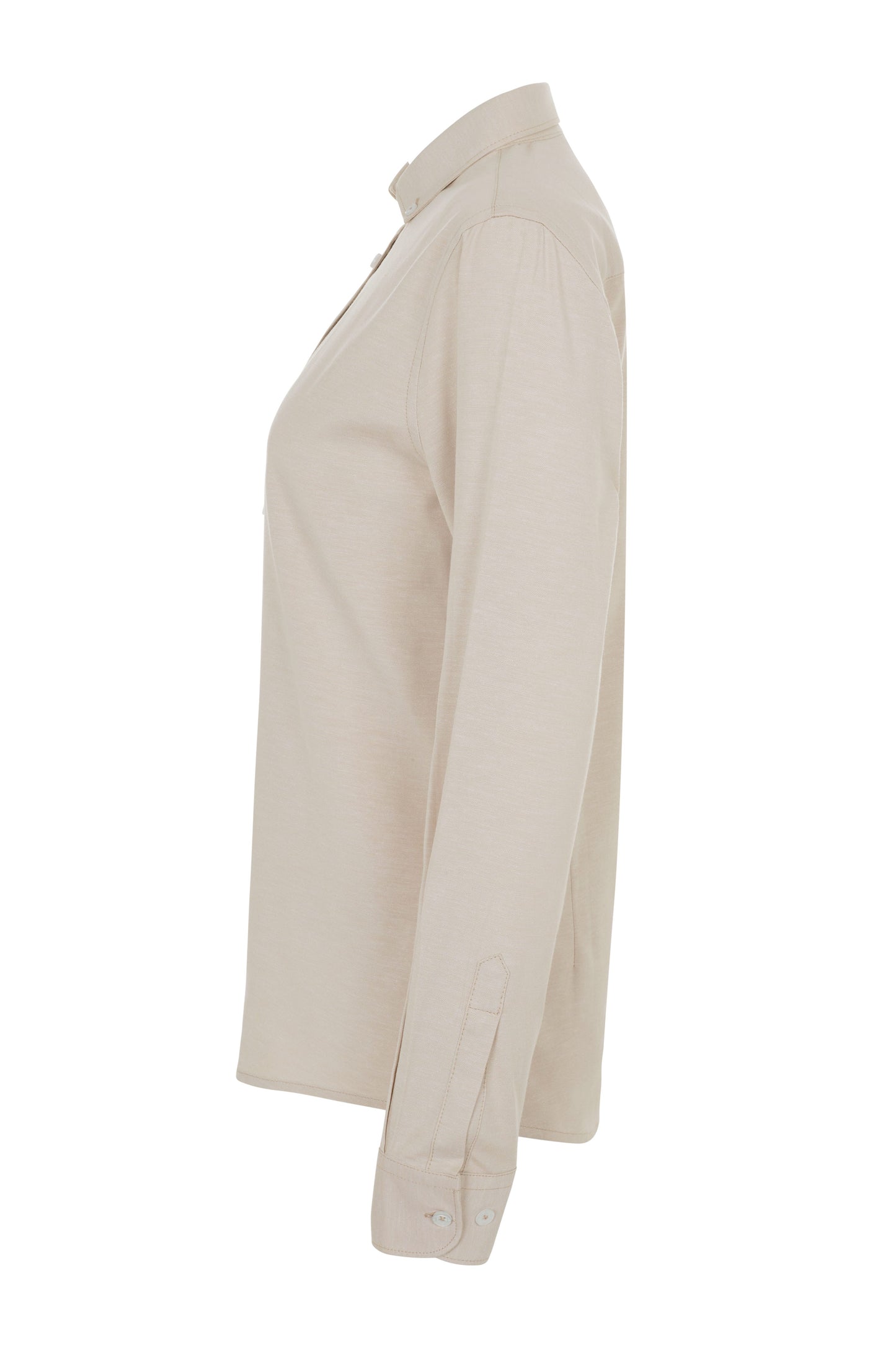 Camasa dama stretch oxford maneca lunga bej deschis V405005S