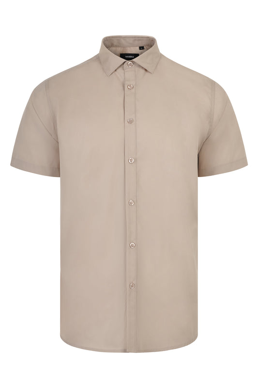 Camasa barbati maneca scurta poplin bej deschis V405008